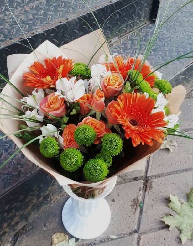 Букет цветов из: Герберы, Хризантемы, Альстромерии и Розы в Становом