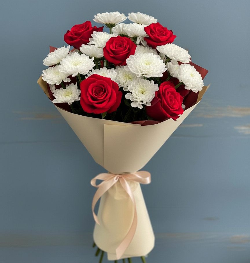 Букет цветов из: Розы и Хризантемы в Становом