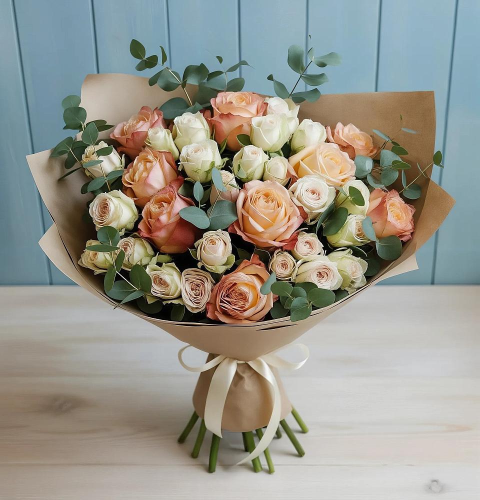 Букет цветов из: Альстромерии и Розы в Становом