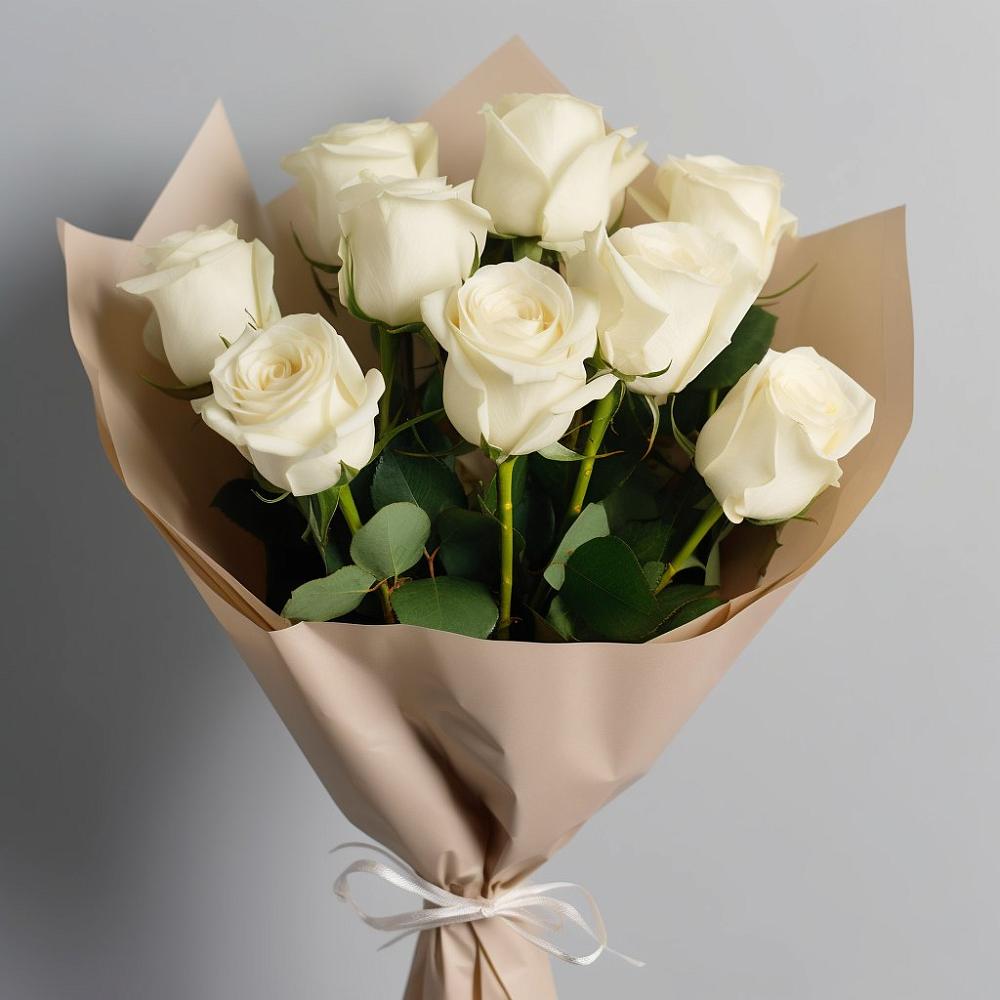 Букет 9 Белых роз Эдлесс Лав в Становом