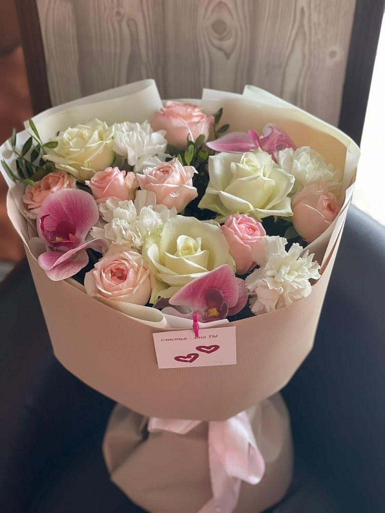 Букет цветов из: Орхидеи, Розы и Гвоздики в Становом