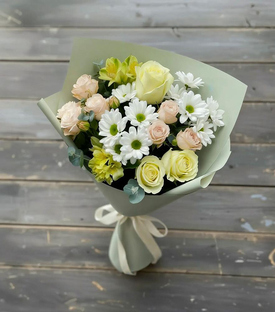 Букет цветов из: Альстромерии, Розы и Хризантемы в Становом