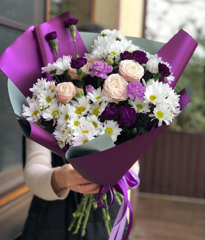Букет цветов из: Хризантемы, Гвоздики и Розы в Становом