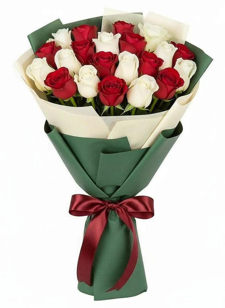 Букет Микс из красных и белых роз в Становом