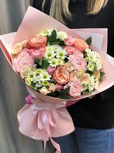 Букет нежные объятья в Становом Букет цветов из: Гвоздики, Розы и Хризантемы в Становом