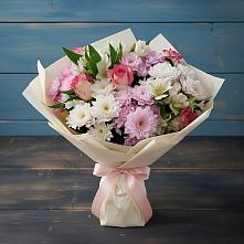 Букет цветов из:  Хризантемы, Альстромерии и Розы в Становом