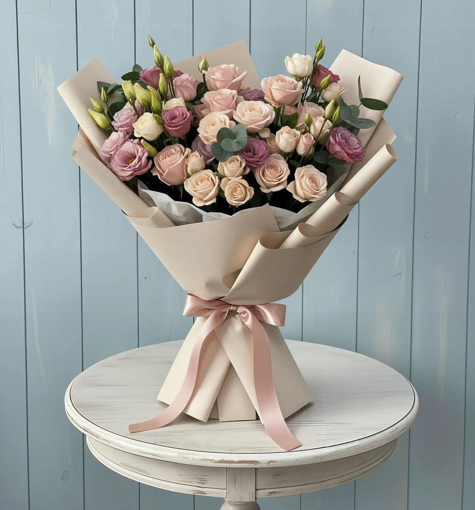 Букет цветов из: Розы и Лизиантусы в Становом