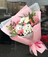 Букет цветов из:  Розы, Лизиантусы и Хризантемы в Становом