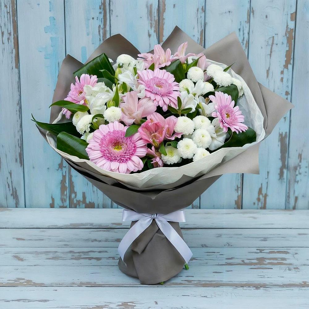 Букет цветов из: Герберы, Альстромерии и Хризантемы в Становом