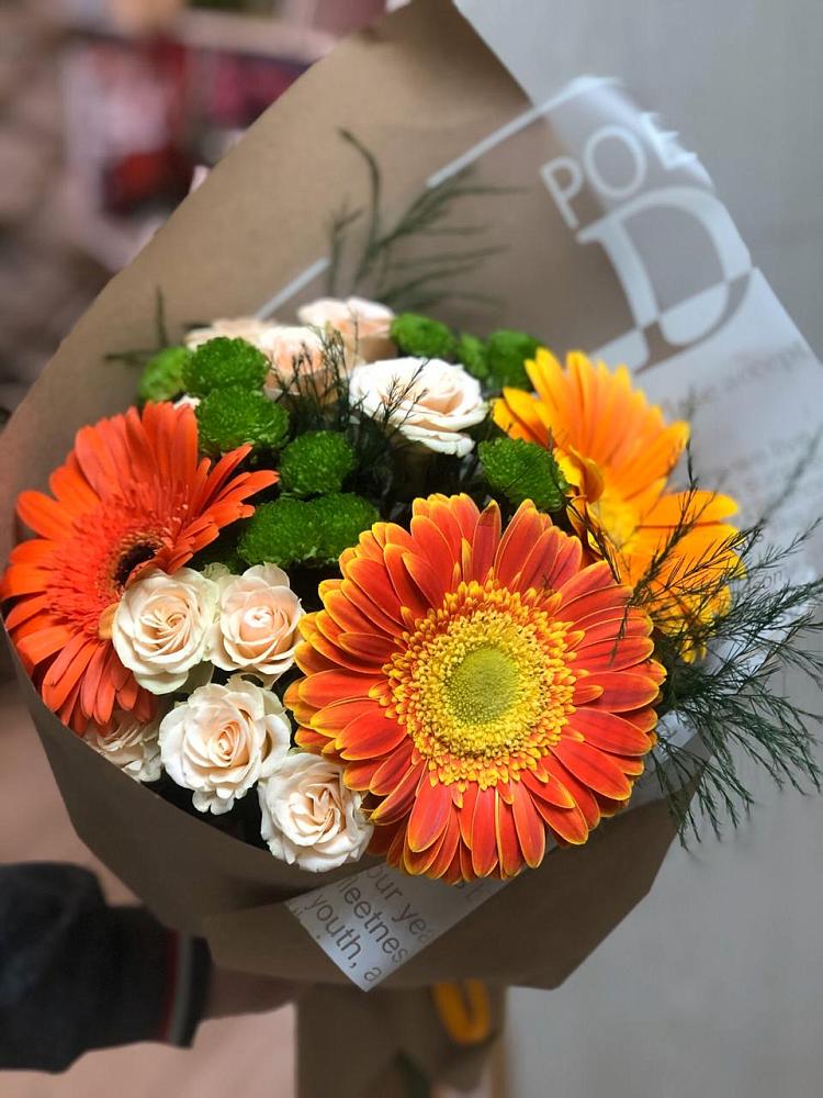 Букет цветов из: Герберы, Хризантемы и Розы в Становом