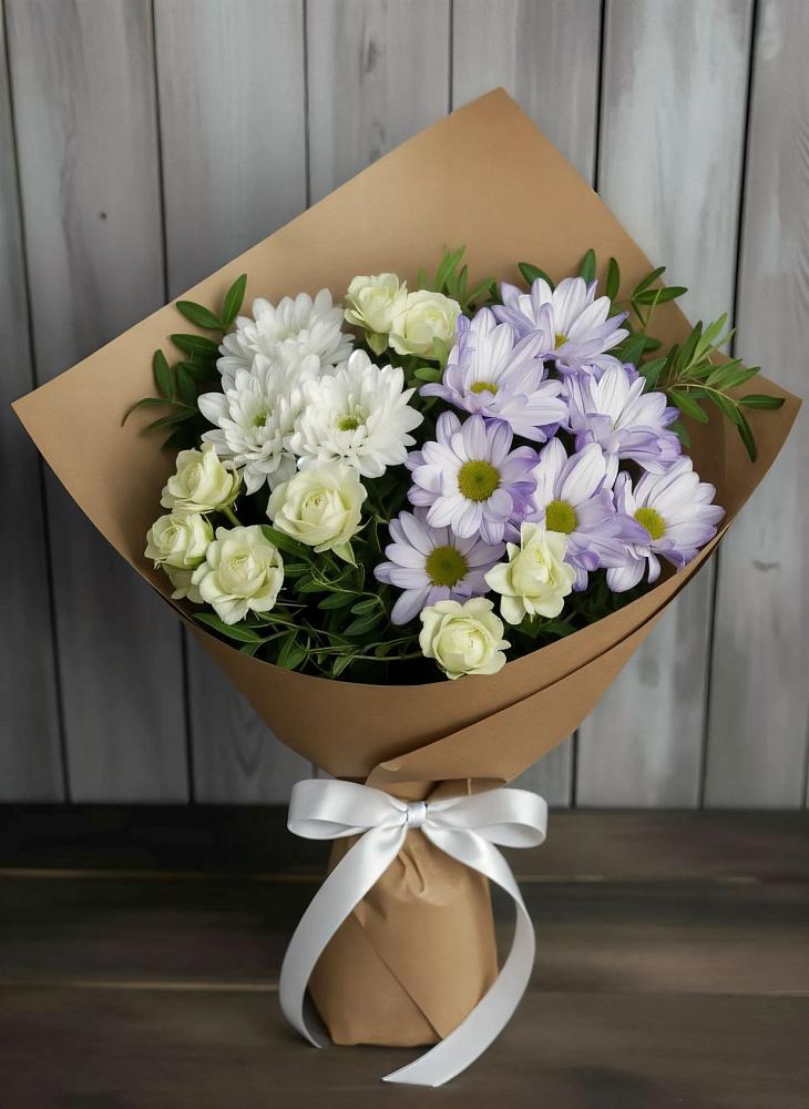 Букет цветов из: Хризантемы и Розы в Становом
